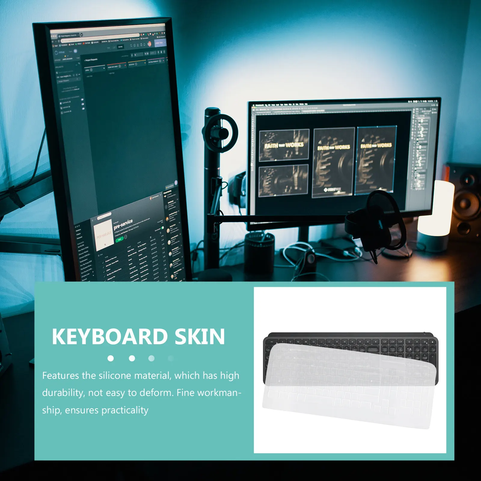 

Mk330 Compatible Silicone Keyboard Skin Protector Ultra-Thin Strong Washable Noise Reducing Wear Resistant Easy Clean Smooth