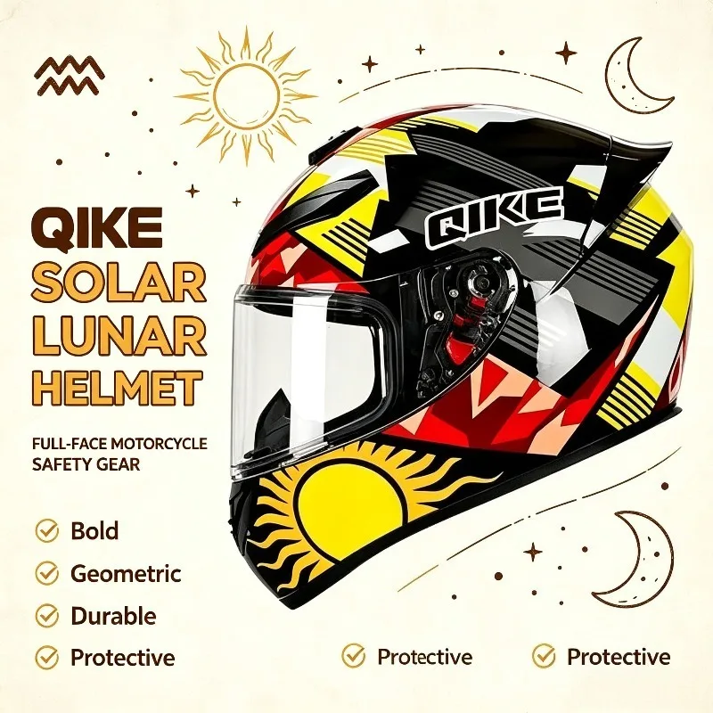 QIKE Four-season Universal for Men and Women, Stylish Vehicle Safety with Bluetooth, Full-face Motorcycle Riding Helmet