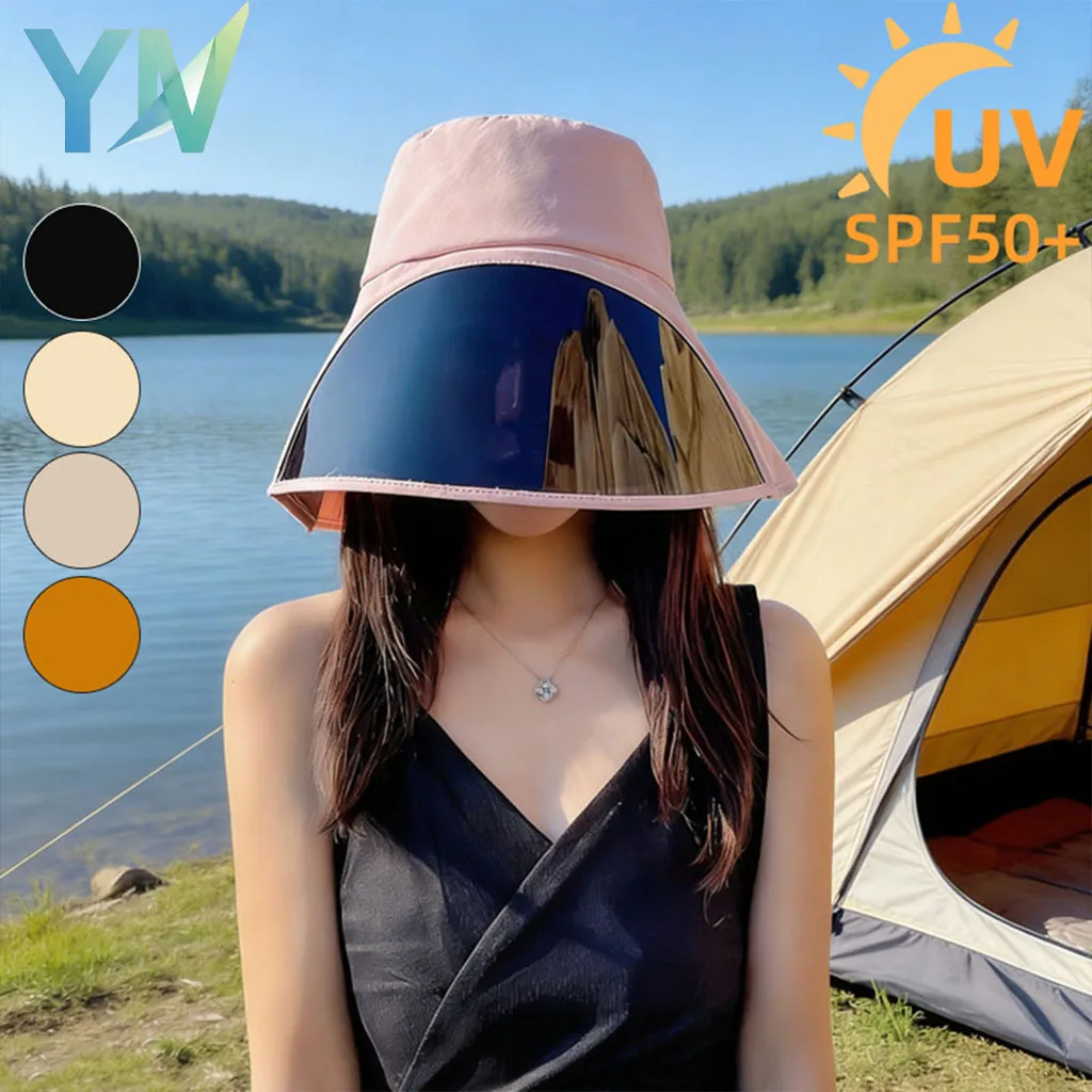 Wide Brim Full Face Cover Bucket Hat for Women Summer Beach Sun Hat with UV Protection Visor Flap Fisherman Cap Outdoor Sports