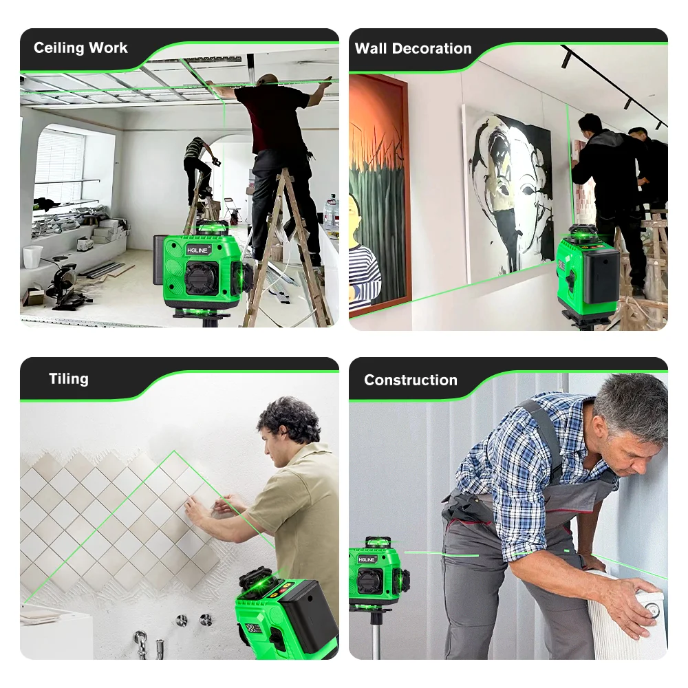 HGLINE 16 Lines 4D Laser Level APP Remote Control 360° Automatic Horizontal And Vertical Laser Leveling With 1.2/1.5M Tripods