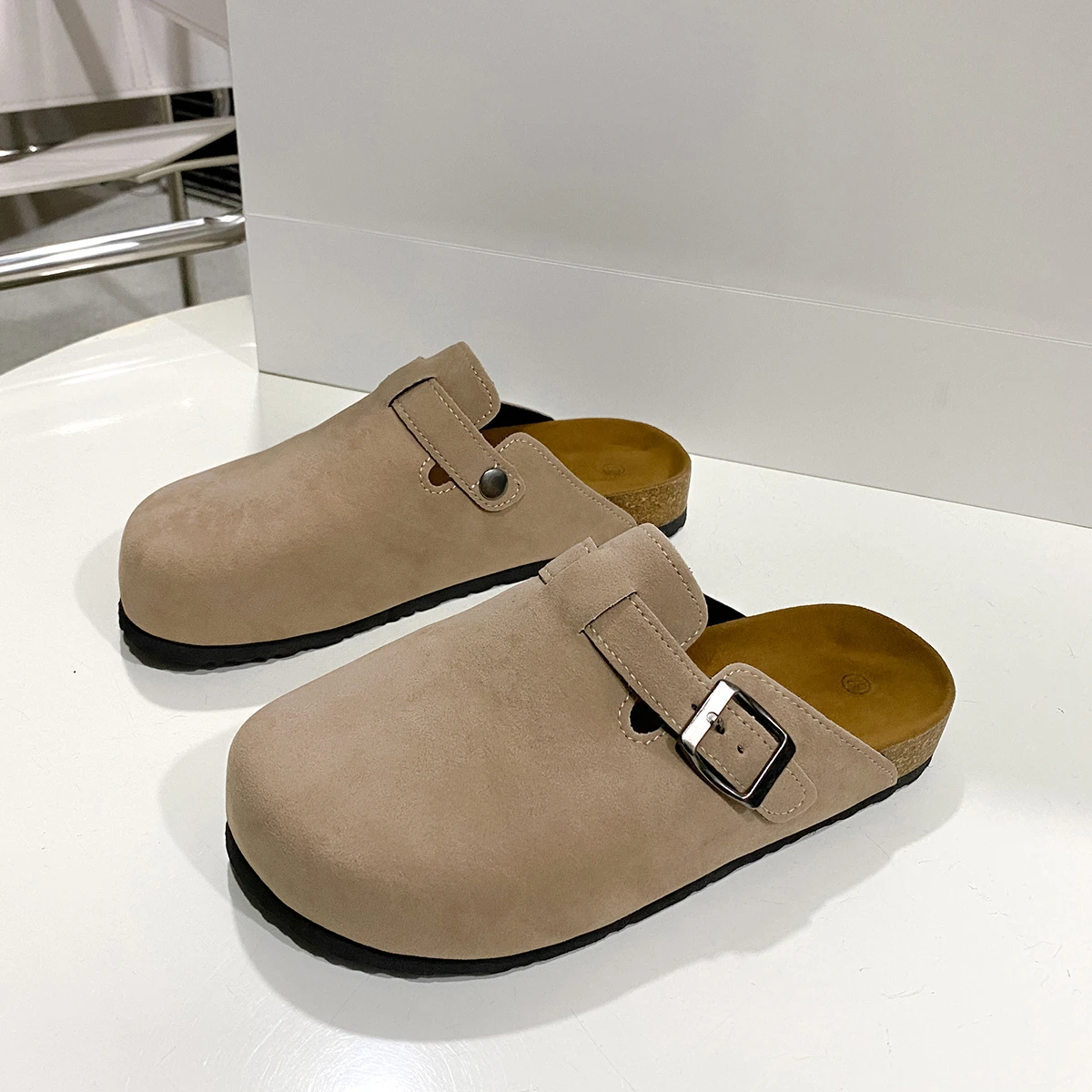 Fashion Men's Suede Mules Slippers New Women Clogs Cork Insole Sandals with Arch Support Outdoor Beach Slides Home Shoes view 5