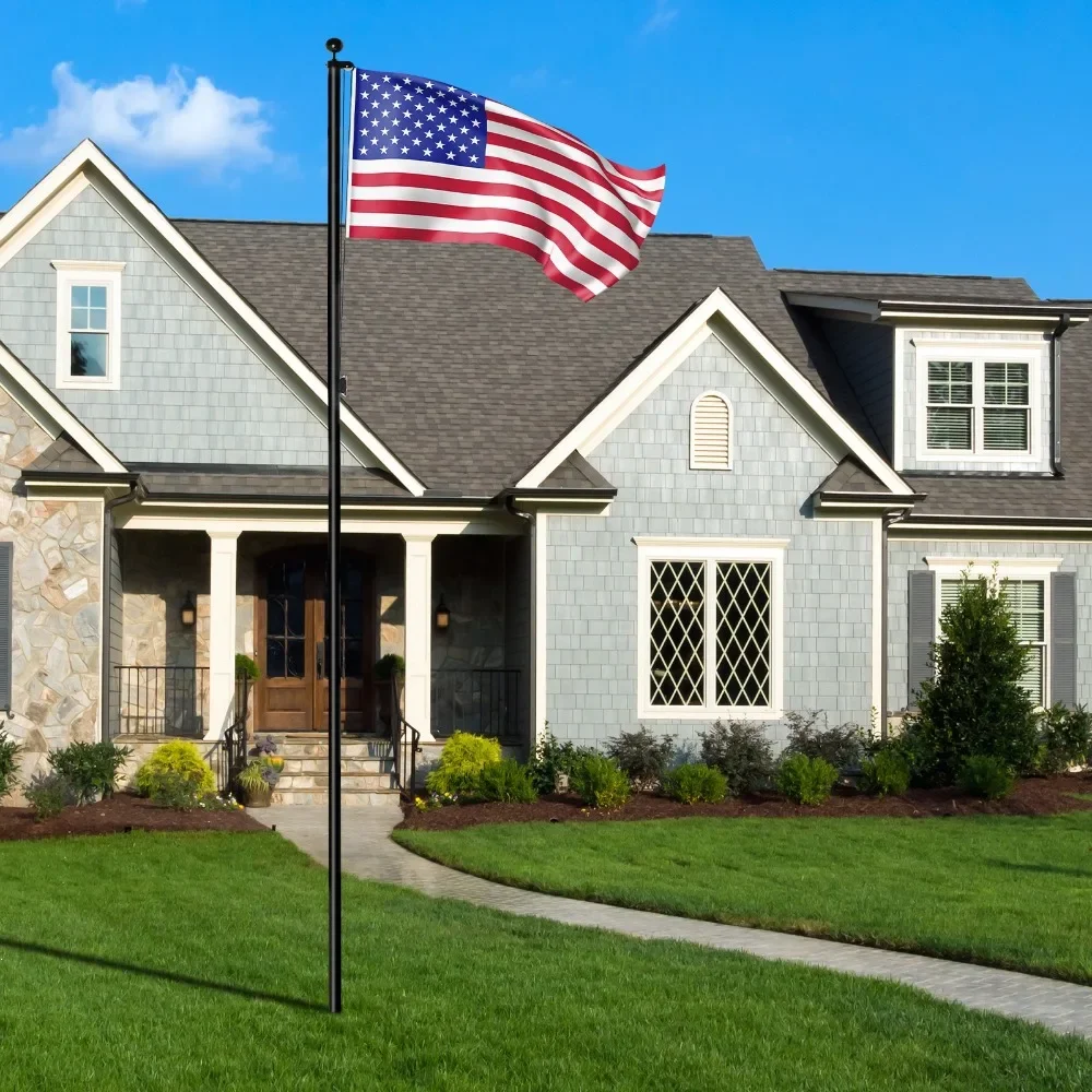 

20 ft Sectional Aluminum Flagpole US American USA 2x Flag Pole Black Ball Kit