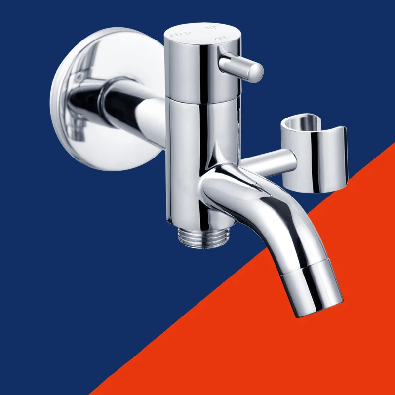 Double Faucet Wall Mount Brass Washing Machine Mop Faucet Multi-function Outdoor Balcony Bathroom Kitchen Water Laundry Bibcock