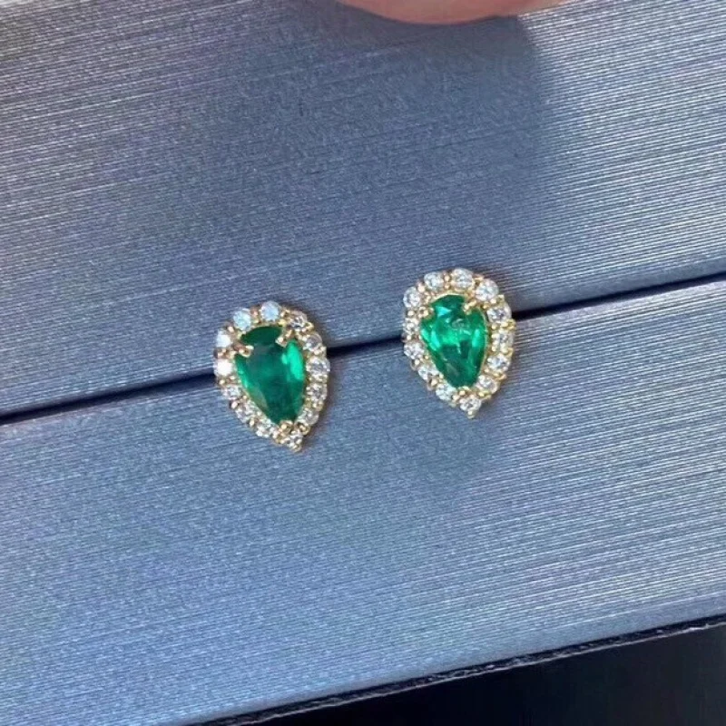 

Новые элегантные серьги изумрудного турмалина с покрытием из 18-каратного золота в форме капли воды