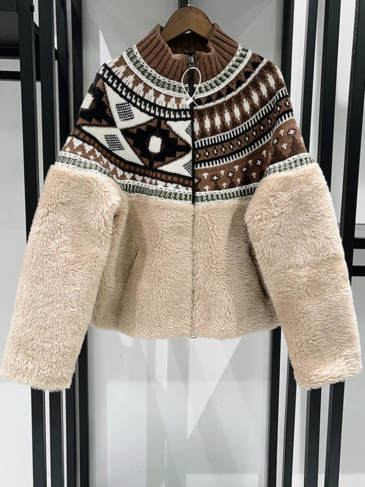 

Женский вязаный шерстяной кардиган с двойной молнией, асимметричный лоскутный кардиган на осень-зиму Faion Commute Sle Long Sve