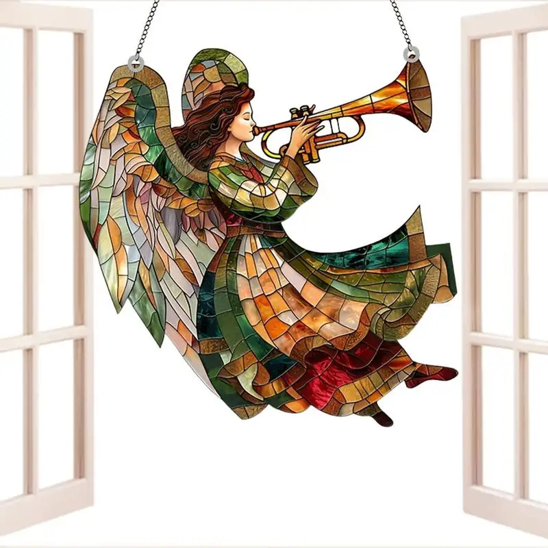 Fairy Sun Catcher Colorful Fairy Light Catcher Ornaments Stained Acrylic Panels Wall Art Holiday Home Decor For Living Room