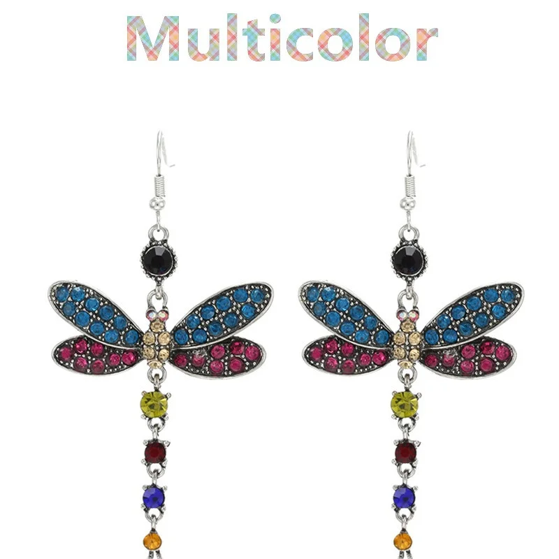 Gorgeous Colors Dragonfly Hook Earrings for Women Anniversary Gift Bride Engagement Wedding Fine Jewelry