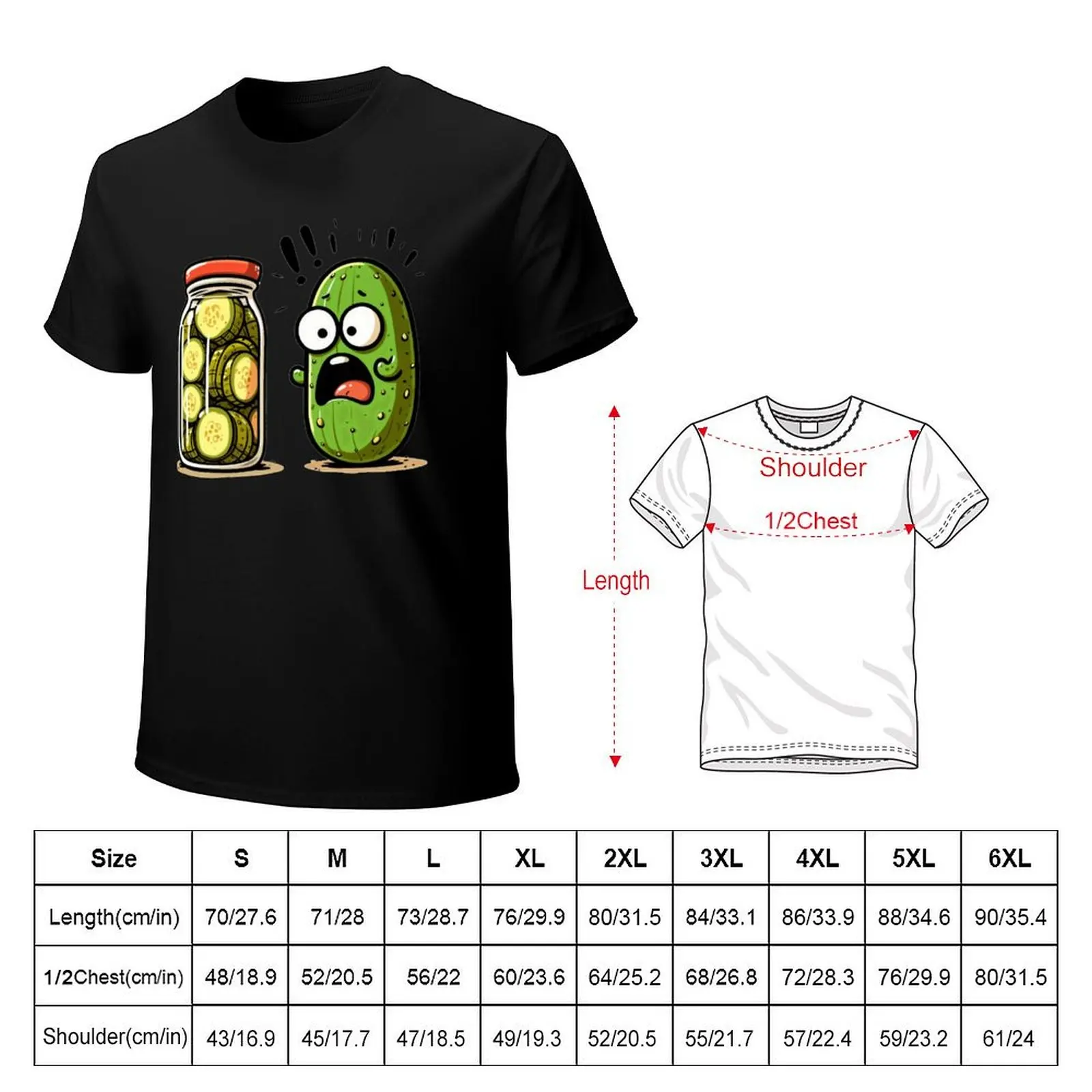 Funny Pickle Surprise Cucumber And A Jar Of Sliced Pickles T-Shirt Daily Work Short Sleeve Top