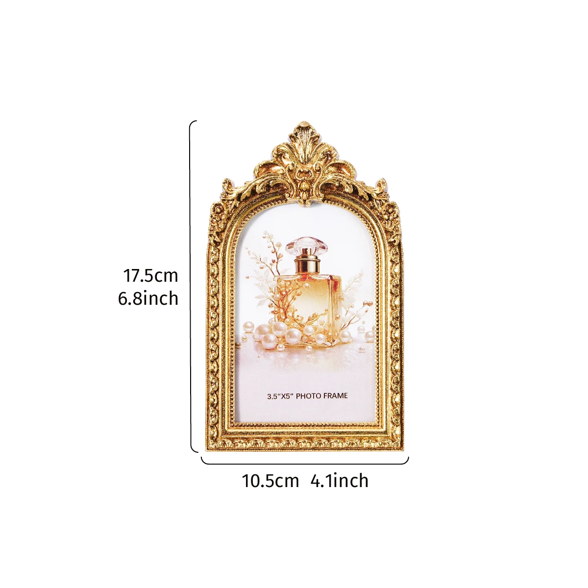 1PC, European-style Resin Material, Golden Engraved Arched Decorative Photo Frame, Home Decoration Photo Storage and Display Box