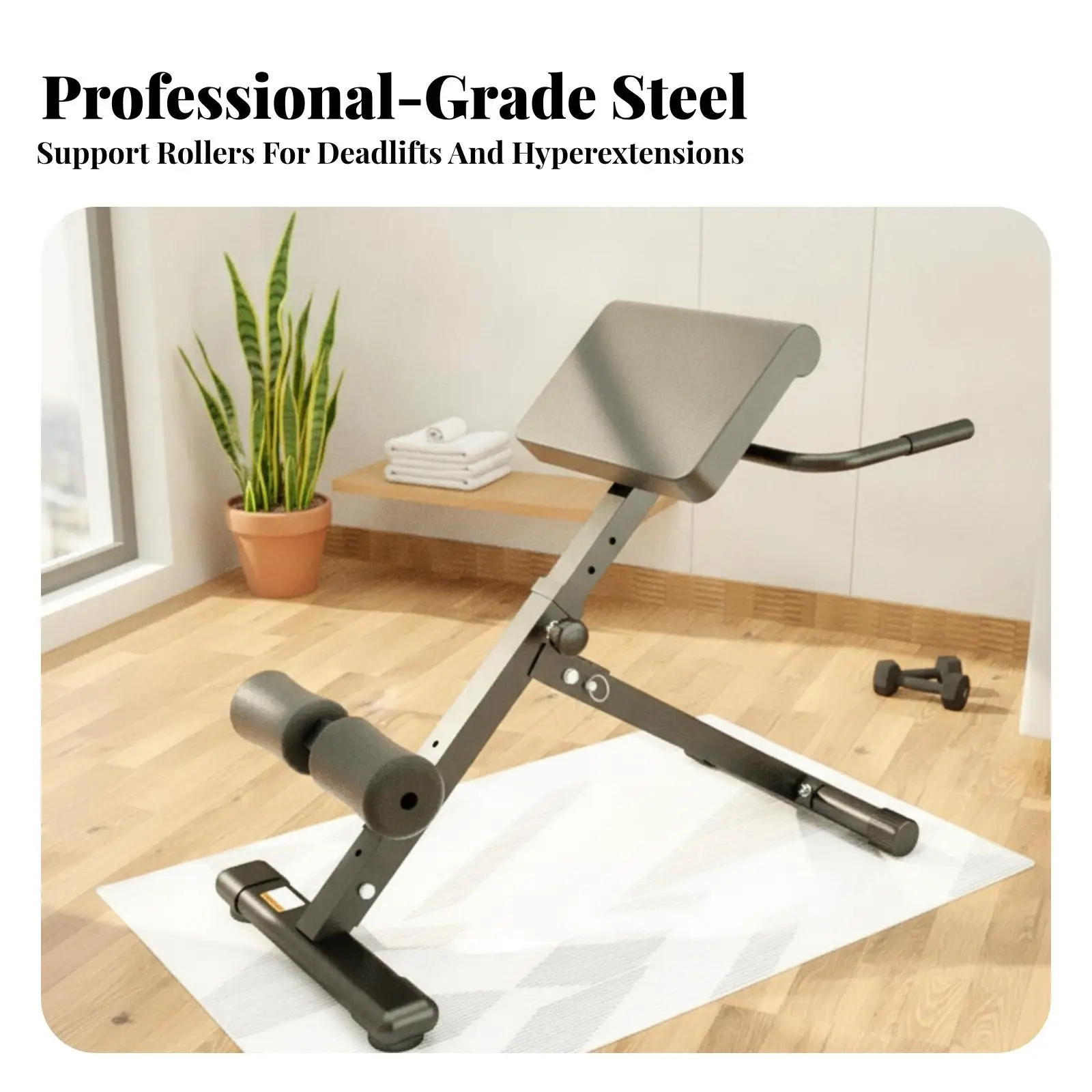 Compact Foldable Fitness Bench Hyperextension Roman Chair for Lower Back Glute Workouts