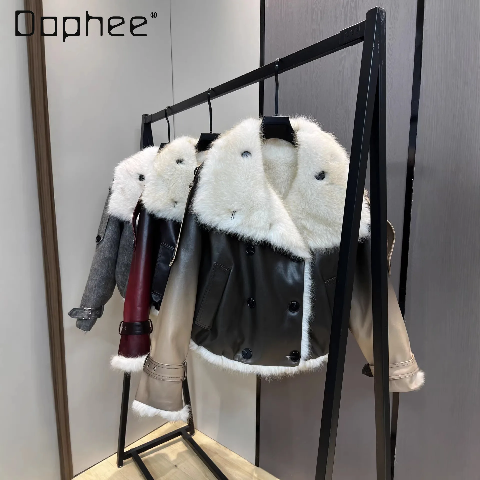 

Winter New Faux Fur Coat for Women Reversible Elegant Short Thickened Fur and Leather Integrated Fashion Korean Style Coat