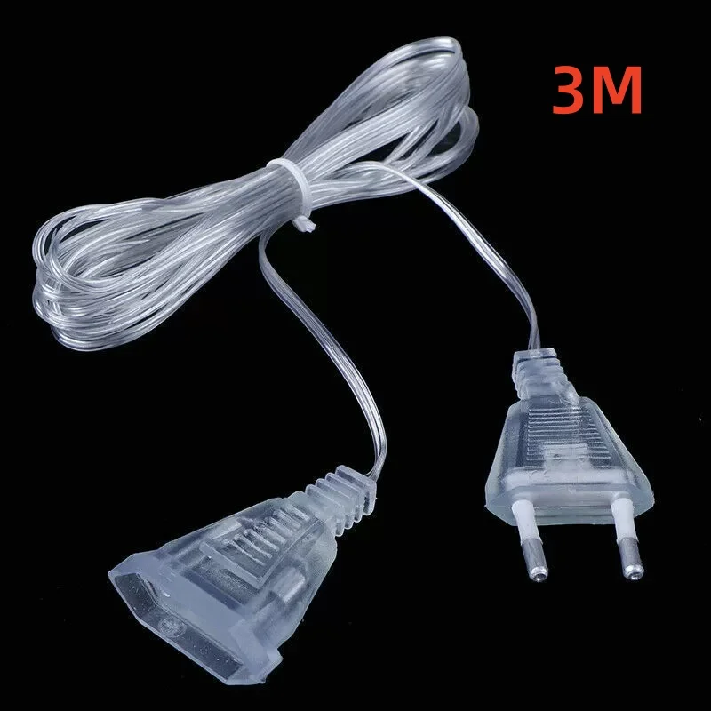 3M 5M Power Plastic Verlengsnoer voor EU Plug LED Vakantie Lichtslinger Verlenging Standaard Thuis Transparante Kabel Verlengdraad
