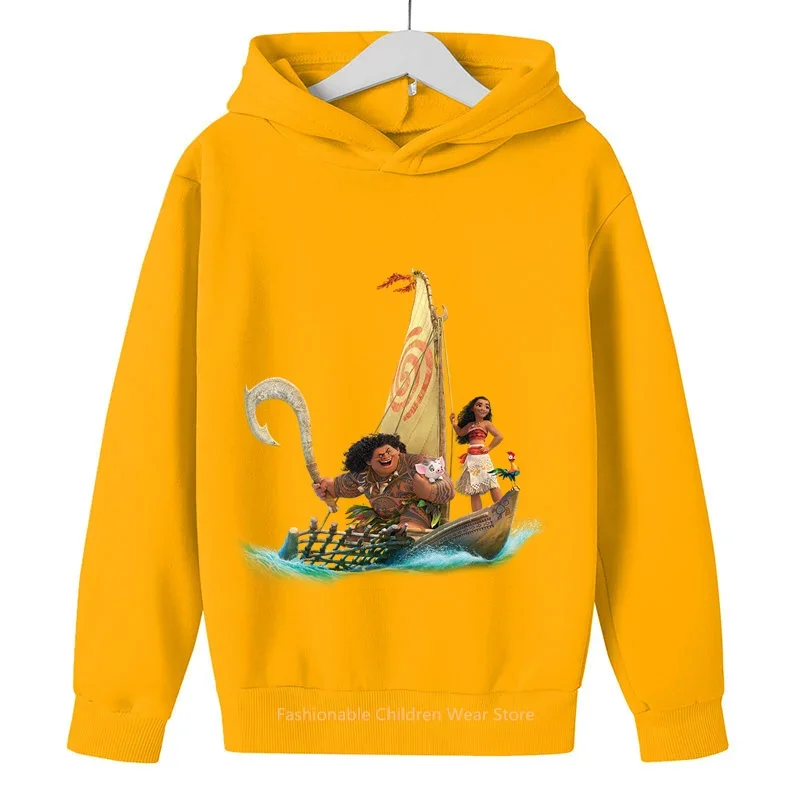 Girls Spring Autumn Moana Princess Long Sleeves Sweatshirt New Fashion Children Hooded Clothing Girls 1-14 Years Kids Pullover