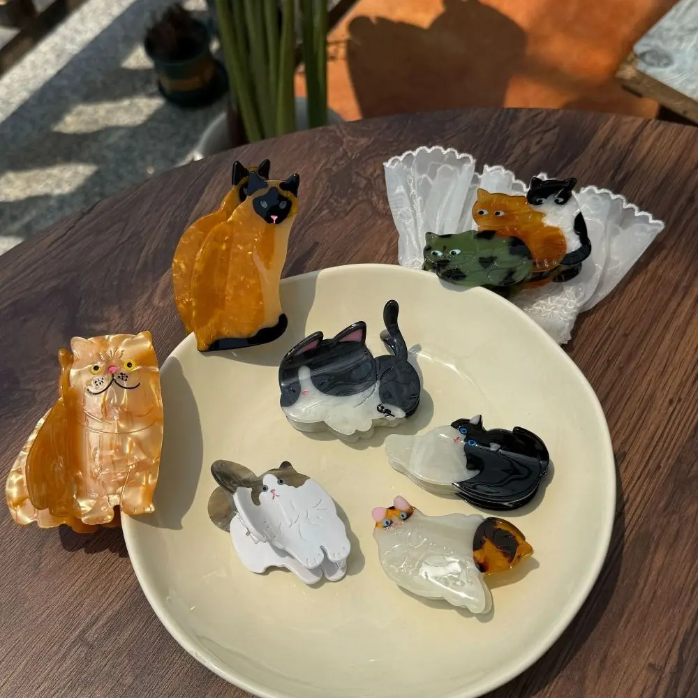

Cute Acetic Acid Acetate Cat Hair Claw Cartoon Pet Animal Hair Clip Hairpin Korean Style Shark Clip Female