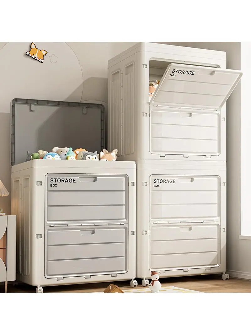 

Большой складной пластиковый контейнер для хранения одежды, игрушек, книг, органайзер для дома с крышкой, современный, универсальный