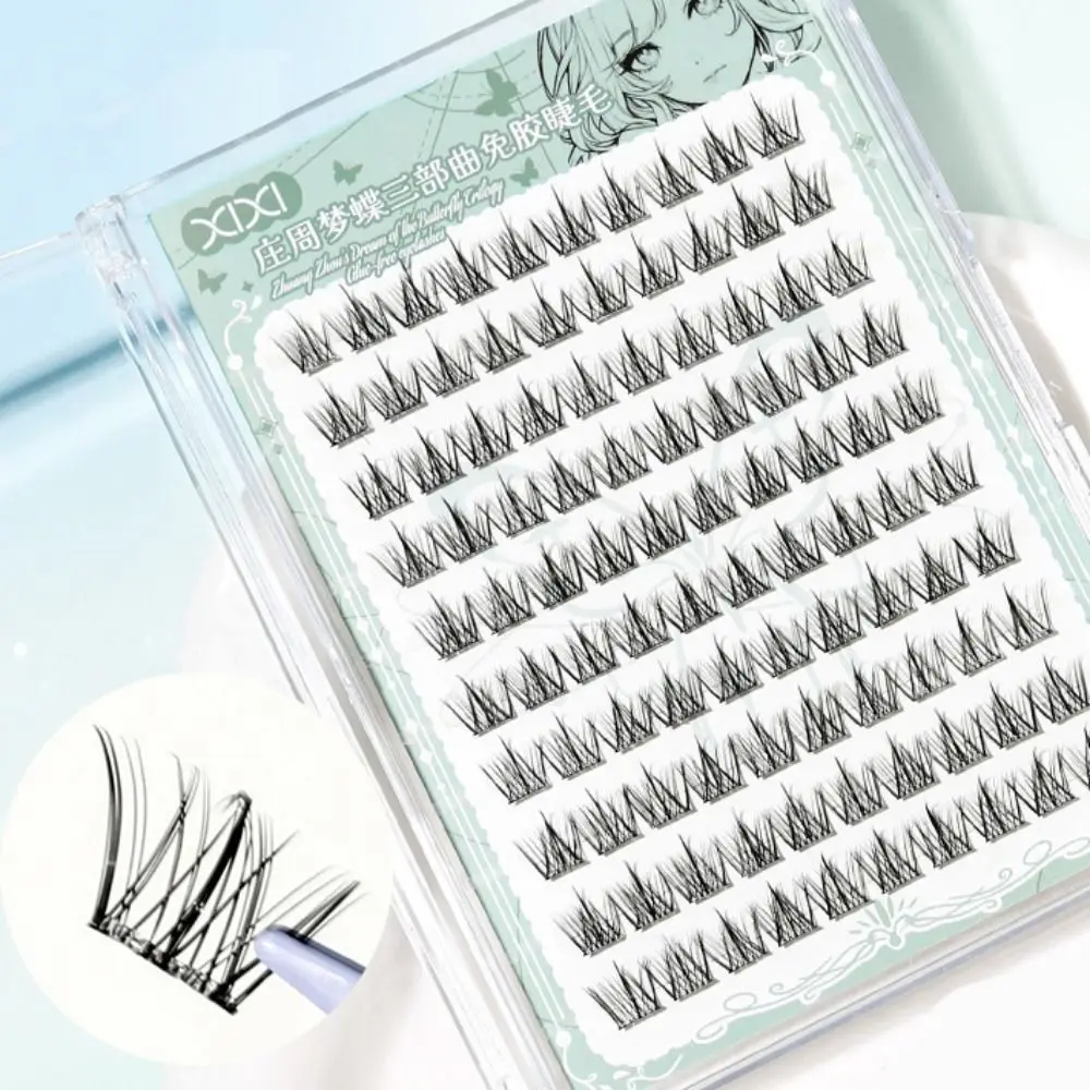 5D Glue-Free Fake Lashes 100Clusters DIY Self-adhesive False Eyelashes Resuable Soft Eyelashes Extension Makeup Tool