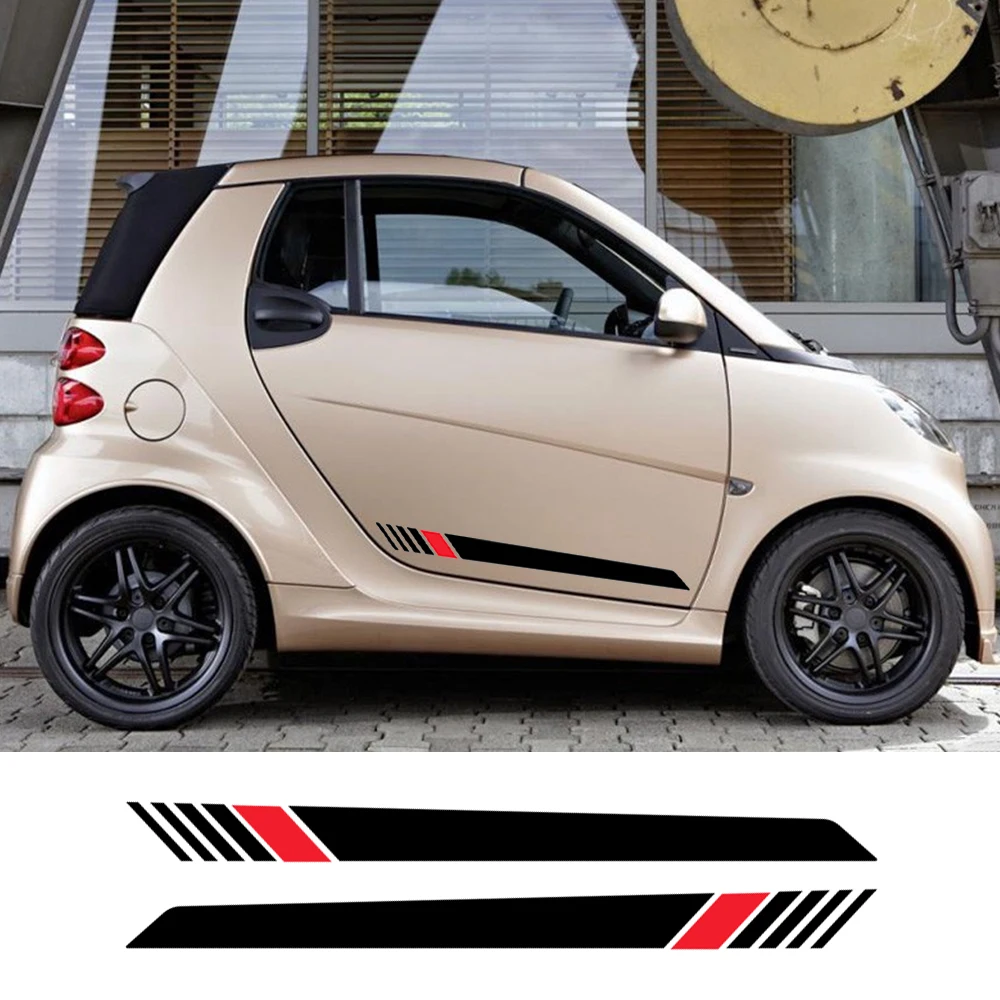 2PCS Car Side Door Vinyl Decals Racing Stripes Decals Sticker Decoration Auto Accessories For Mercedes Benz Smart Fortwo 453 451