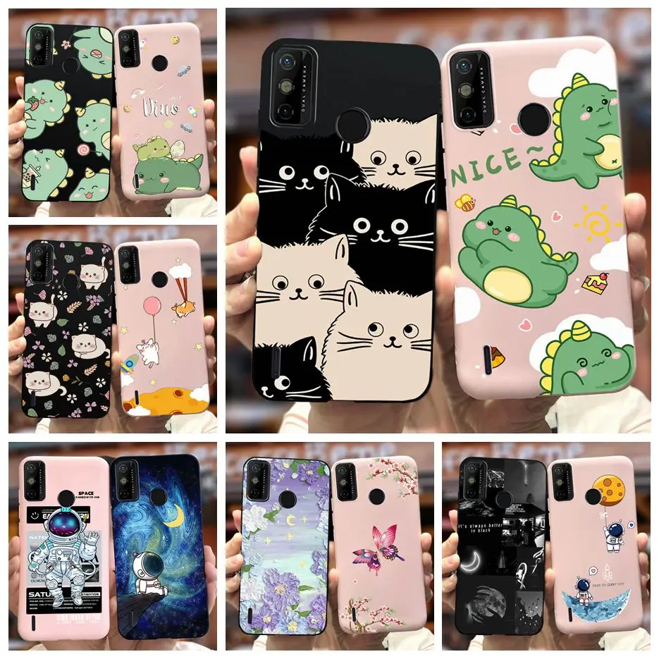 For Tecno Spark Go 2020 Case KE5S Cute Dinosaur Cartoon Cover Soft Silicone TPU Phone Case For Tecno Spark 6 Go KE5j KE5k Fundas