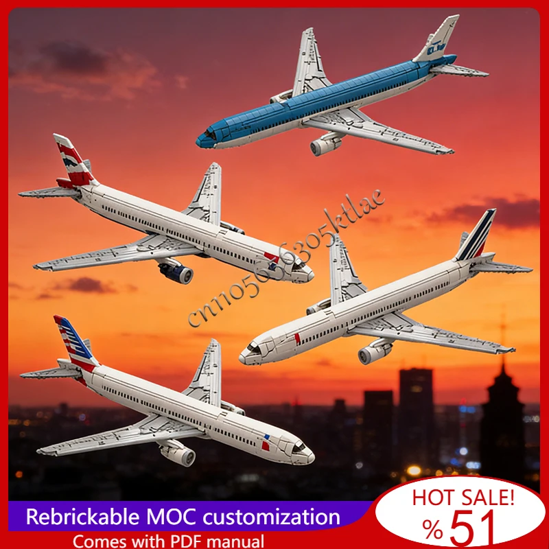 Aviation 777 300er Flexible Flaps Retractable Landing Gear Model MOC Building Block Brick Creative Set Toy Kids Birthday Gifts