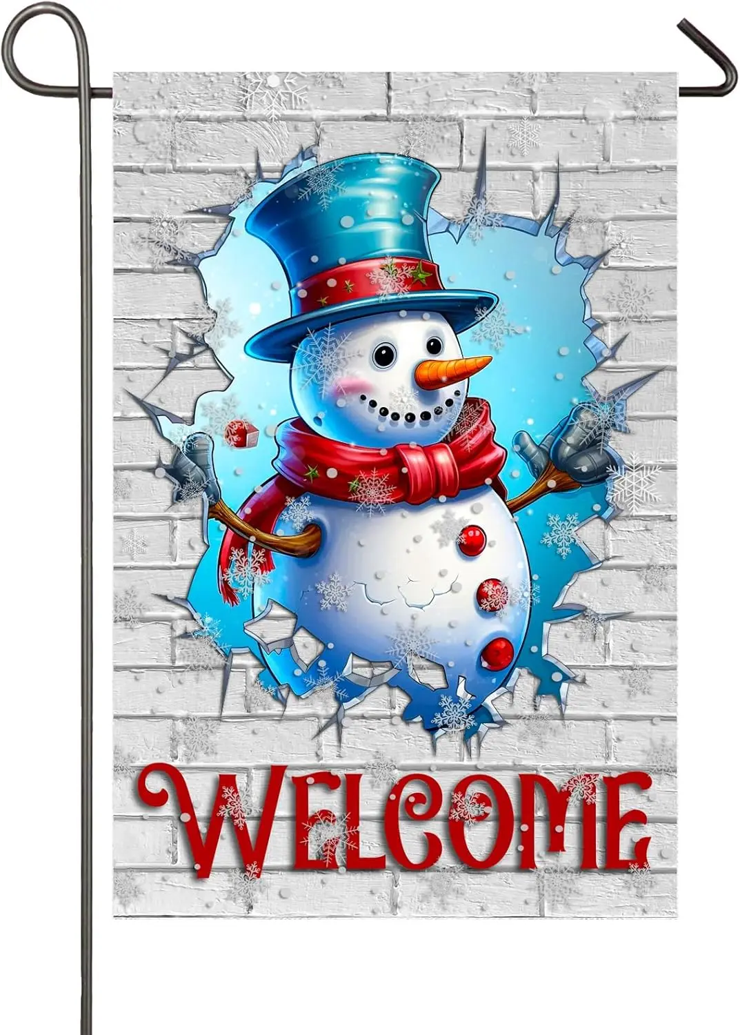 Christmas Snowman Garden Flag Winter Welcome Yard Flags for Outside 12x18 Inch Double Sided Small Burlap Banner Christams Ne EEZ