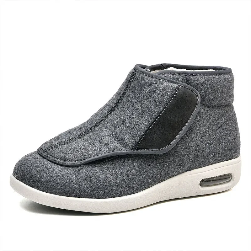 XIHAHA Winter Velvet Orthopedics Wide Feet Swollen Shoes Eversion Adjusting Soft Comfortable Diabetic Shoes Walking Shoes