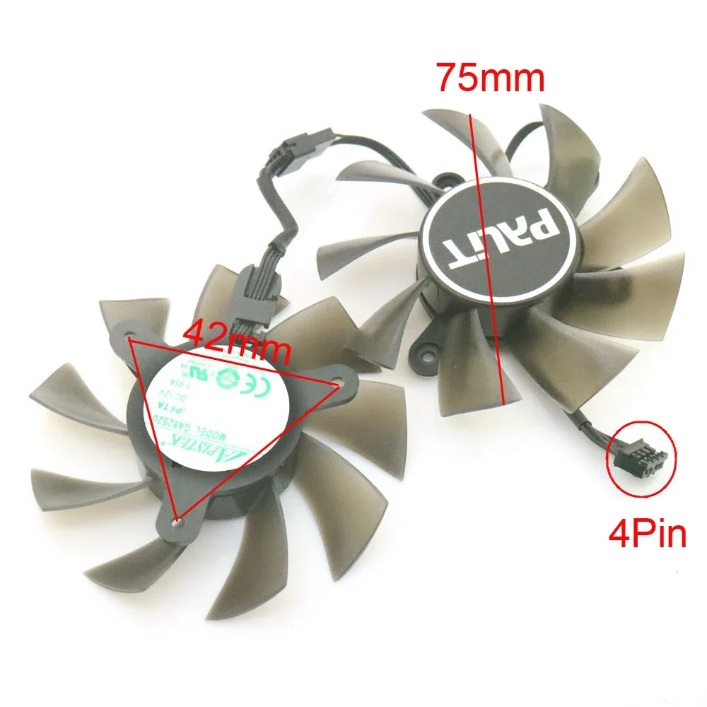 2 buah/lot 75 75mm DC12V 0.45A 4Pin untuk PALIT GeForce RTX3050 kipas pendingin kartu grafis ganda