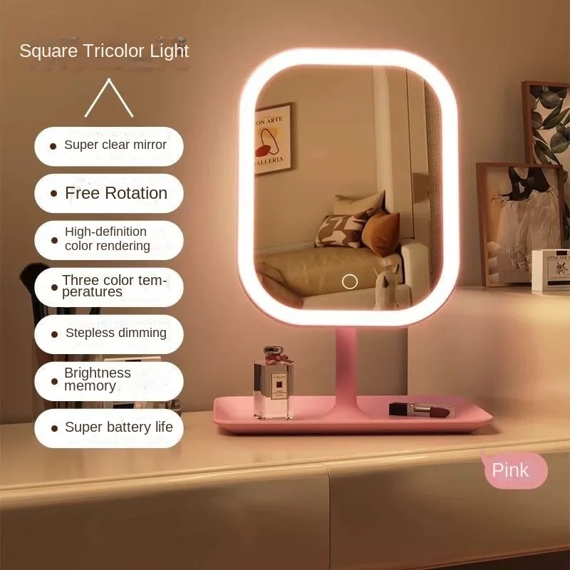 Touch Sensitive USB Rechargeable LED Vanity Mirror Multi Adjustable Lights Portable Cosmetic Mirror for Trip Home Beauty Makeup image 6