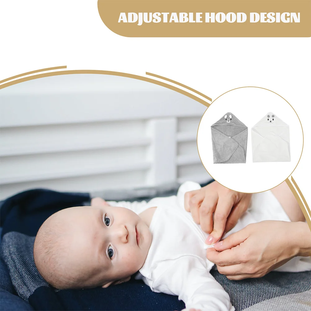 

2Pcs Bath Towel Soft Comfortable Kids Toddler Quick Drying Coral Fleece Cartoon Design Multipurpose Home Travel