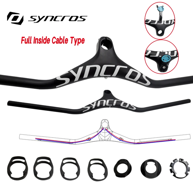 

Syncros Internal Carbon bike Handlebar Multiple Colour MTB Integrated Handlebar carbon Stem -14° 60-100mm 760/780/800mm