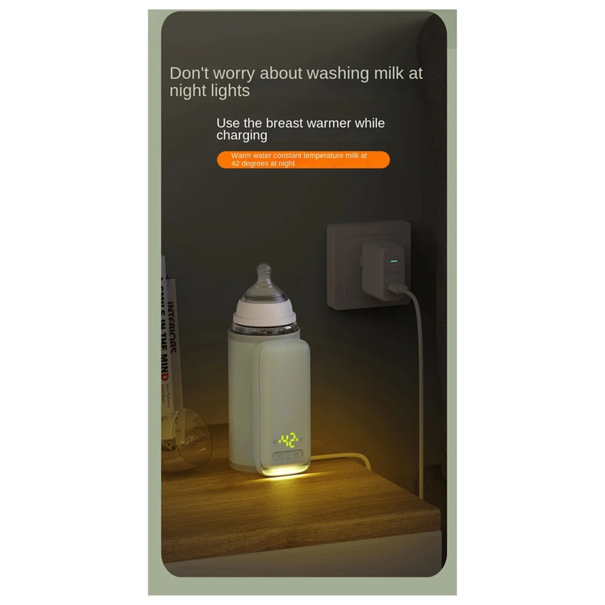 Bottle Heating Jacket 6Levels Adjustment Temperature Display Night Light Lighting Portable Baby Bottle Heater 6000Amh A