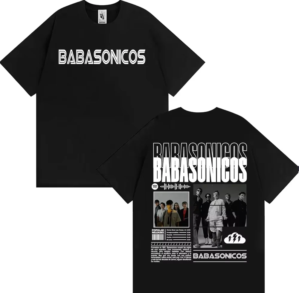 Rock Band Babasonicos Album Tour T-shirts for Men Women Retro 90s Hip Hop Punk T Shirt Cotton Loose Oversized T-shirt Streetwear