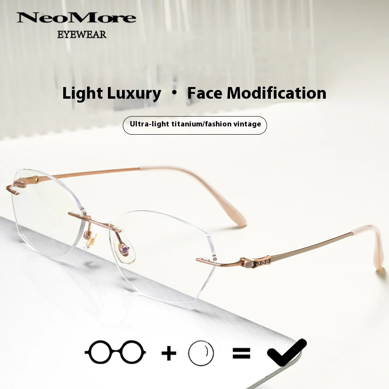 

Изысканные очки без оправы «кошачий глаз», женские высококачественные оптические очки с рецептами, ультра легкие прогрессивные очки для близорукости и пресбиопии