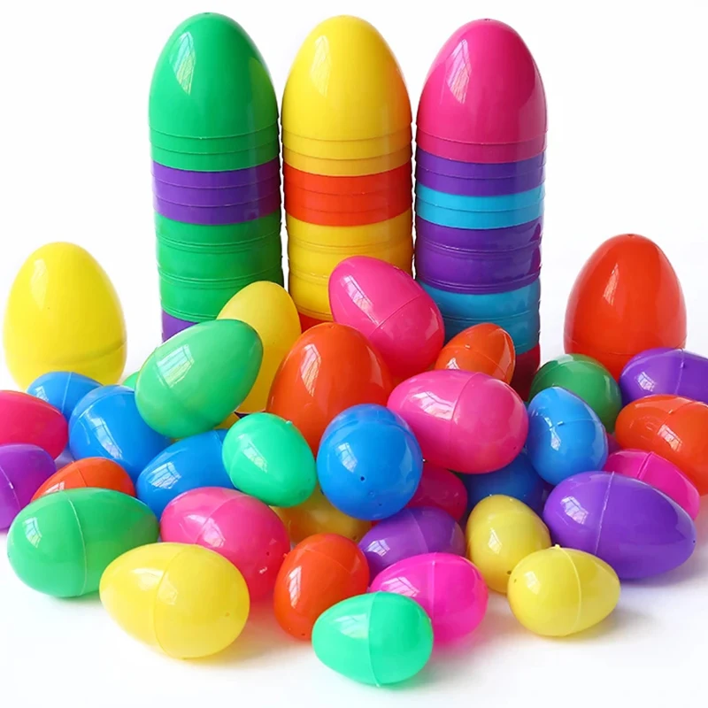 12/24Pcs Colorful Plastic Easter Eggs Easter Fillable Empty Eggs Candy Gifts Packaging Box Easter Decorations For Home Kids Gift