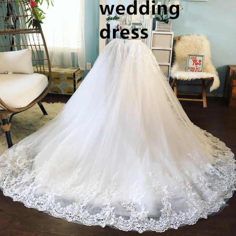 Removível Tule Saia Nupcial, Lace Ball Gown Trem, Vestido De Noiva, Tamanho Personalizado