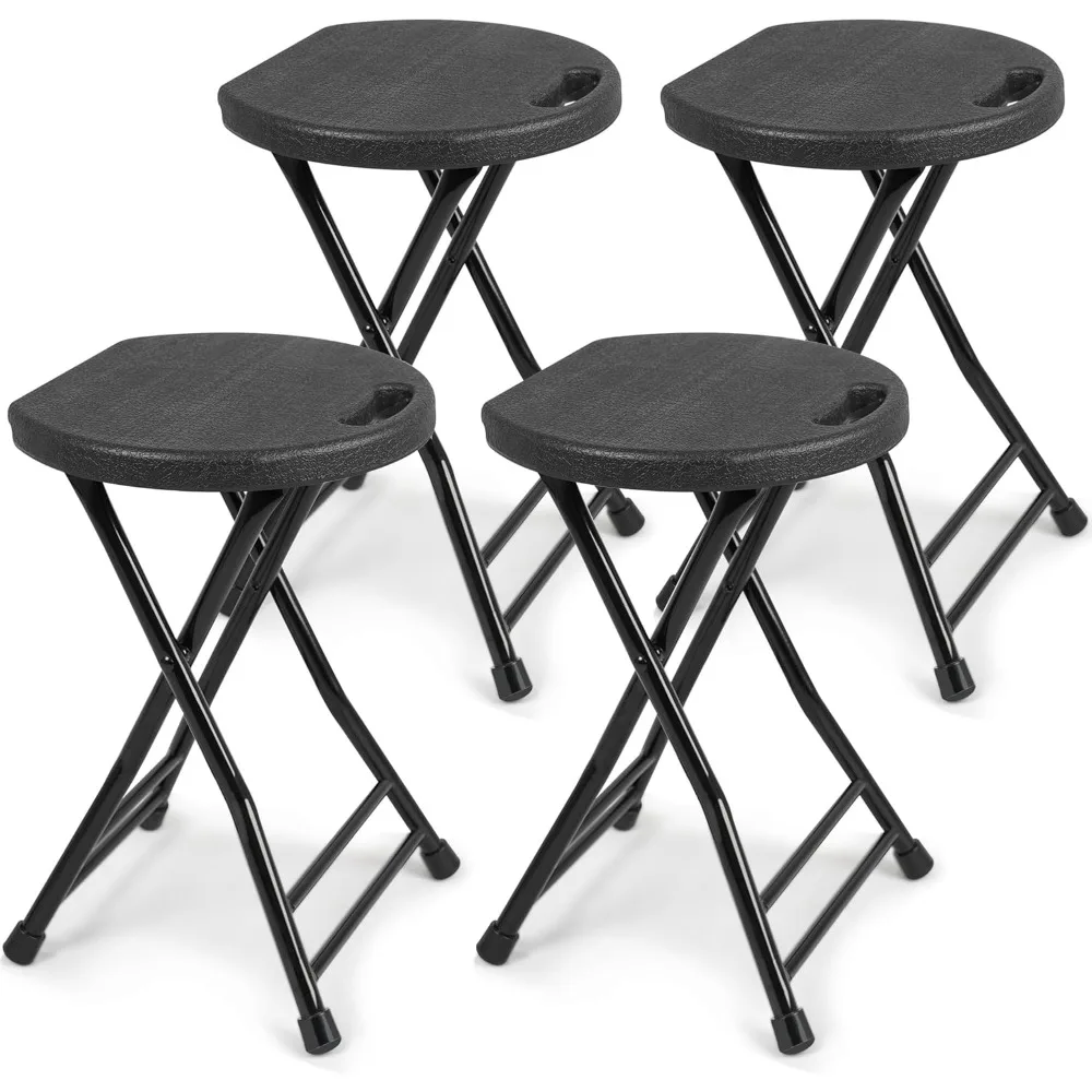 

Set of 4 Folding Stool, 600lbs Capacity Foldable Stool with Handle, Portable Stools for Adults, Folding Chair Outdoor/Indoor