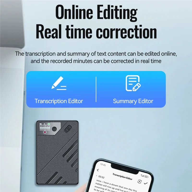 Y19A AI Voice Recorder GPT Intelligence Control APP Control Audio Mind Map Real Time Transcription/Summary Recording