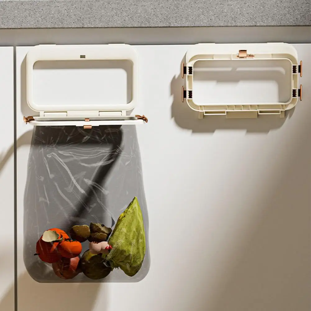 Trash Rack Storage Garbage Bag Holder Cupboard Door Back Home Kitchen Rubbish Bags Cabinet Hanging Trash Rack Multifu Organizer