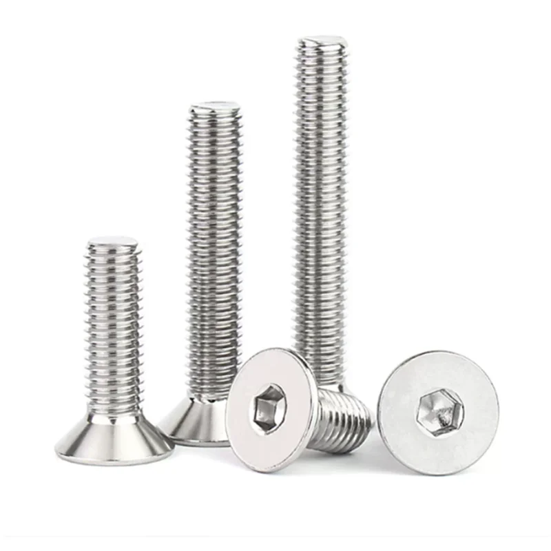 50pcs UNC US 2#-56 4#-40 6#-32 8#-32 10#-24 304 A2 Stainless Steel Hex Hexagon Socket Flat Countersunk Head Screw Bolt