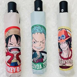 One Piece Umbrella Sea Fan Folding Fully Automatic Road Fly Umbrella Same Sunscreen Umbrella Anime One Piece Luffy Zoro Ace Gift