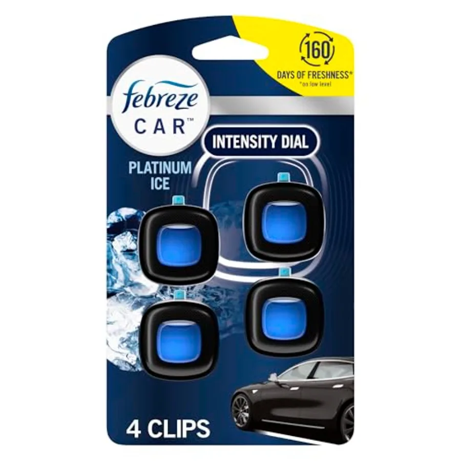 Ambientador para Auto Febreze con Clip para Ventilación, Aroma [Aroma Específico], 0.07 oz. Clip para Ventilación de Coche, Paquete de 4