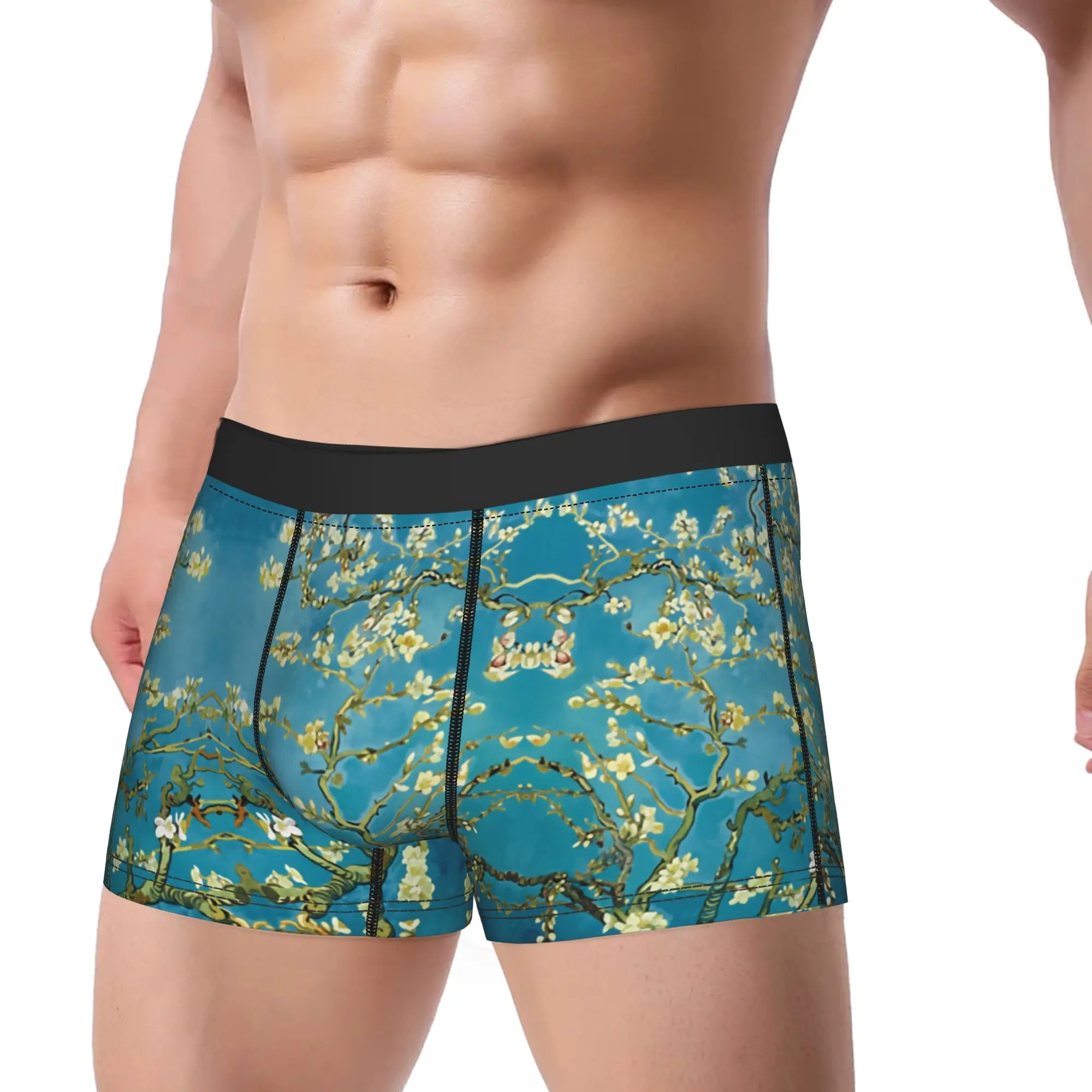 Custom Van Gogh Almond Blossoms Art Boxer Shorts Pouch Underwear Quality Design Shorts Briefs Sexy Soft Underpants Plus Size 2XL