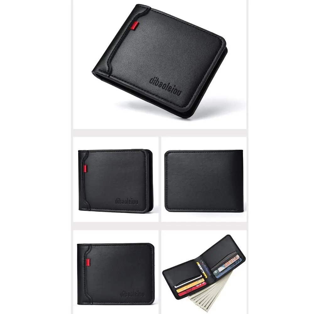 Portafoglio da uomo retrò minimalista in pelle PU morbido leggero con tasche multiple portamonete ultra sottile da uomo