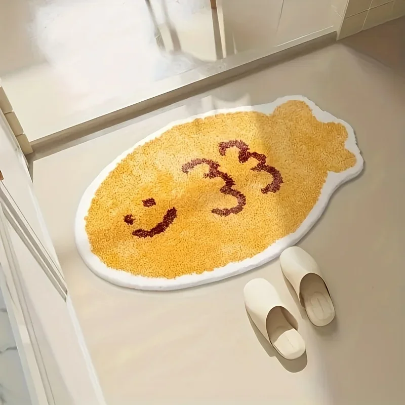 VIKAMA Small Yellow Croaker Bathroom Doormat Imitation Cashmere  Water-Absorbent Floor Mat Entrance Doormat Toilet Floor Rug