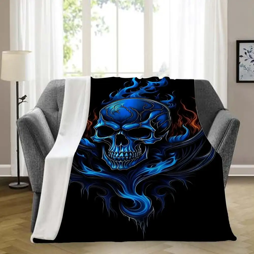 

Dark Skeleton Throw Blanket Aesthetic Art Flannel Blanket Portable Home Travel Camping Sofa Picnic Thickening Flannel Blanket