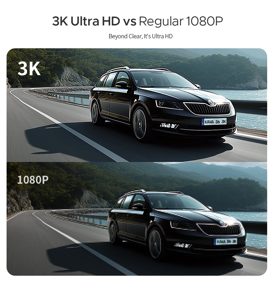 KAWA Dashcam D6 3K Upgrade Nachtsicht 24/7 Parküberwachung Superkondensator Notfallaufzeichnung Auto-DVR Sprachsteuerung – Detail 4