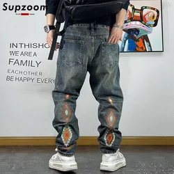 Supzoom 2024 New Arrival Top Fashion Vintage Autumn And Winter Casual Design Loose Straight Embroidery Denim Men Jeans