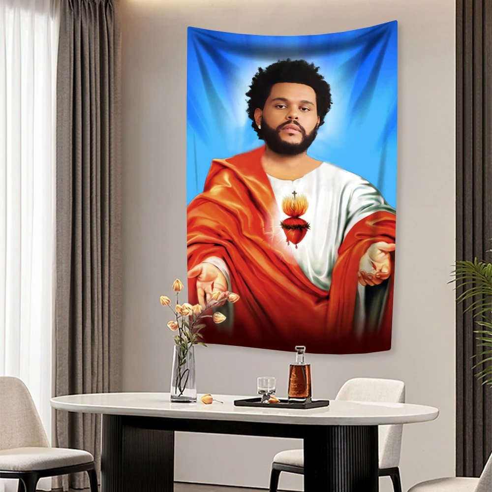 Rapper Singer Tapestry The Weeknd Printed Dorm Background Cloth Home Decorations For Living Room Wall Hanging Blanket