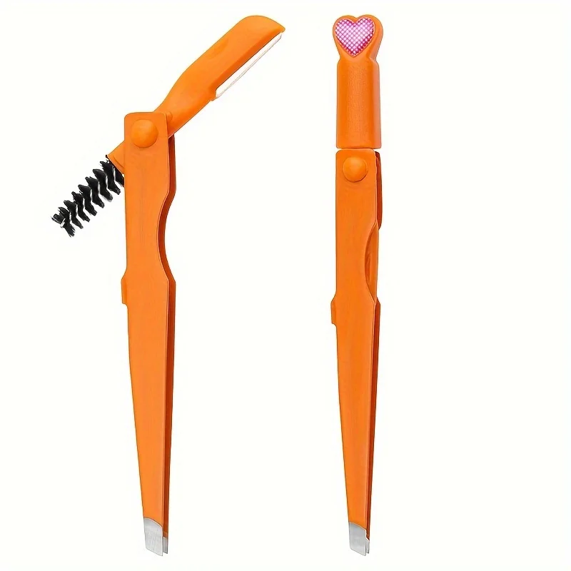 Multifunctional Stainless Steel Eyebrow Trimmer Folding Eyebrow Tweezer Eyebrow Brush Eyelash Curler Eyebrow Razor Grooming Tool