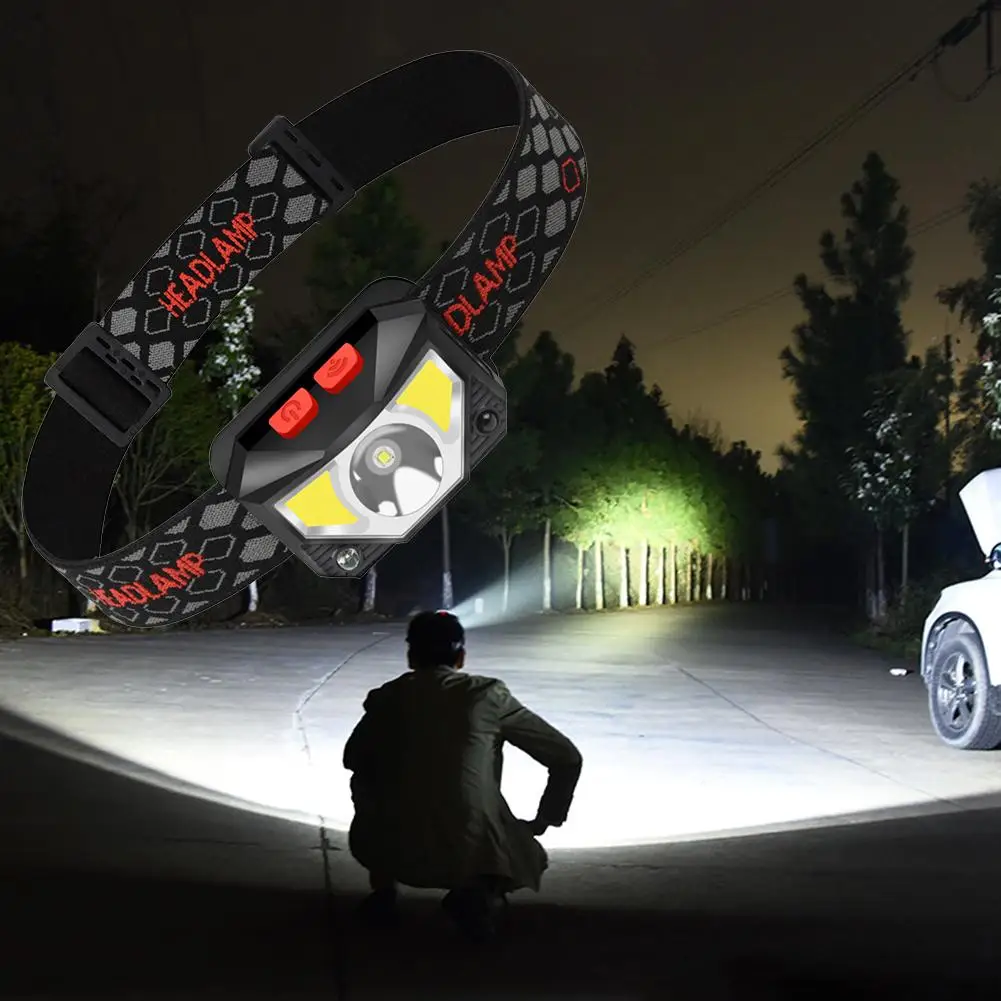 Lampu depan LED portabel 500LM, lampu depan kecerahan tinggi IPX4 tahan air LED dahi untuk luar ruangan, memancing, berkemah, Hiking