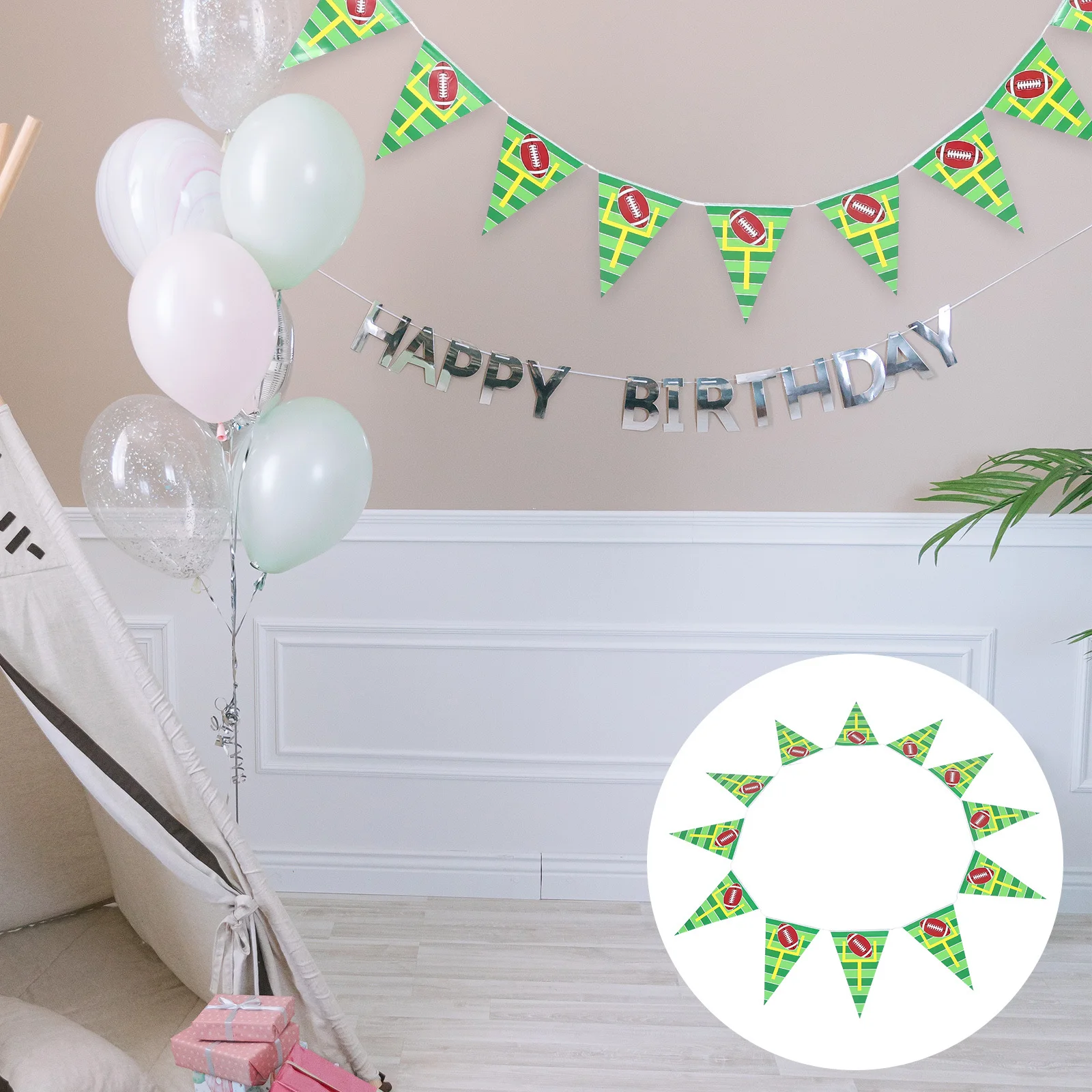 

4 Sets Football Themed Pennant Banner Party Decorations Birthday Sports Garland Flags Game Day Decorative Supplies